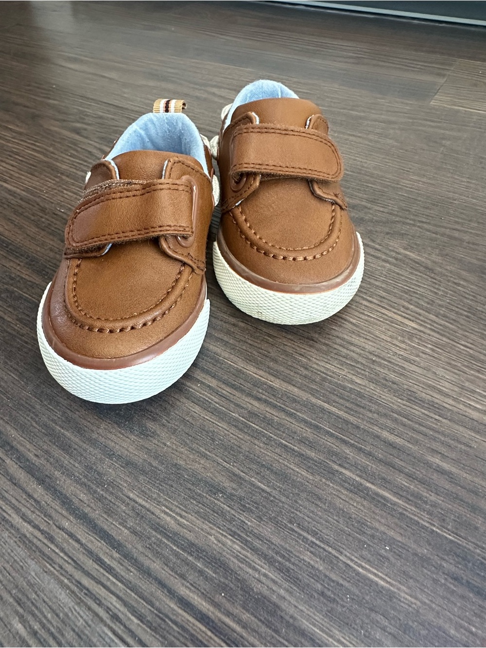 Toddler Brown Casual Slip-On Shoes with Velcro Strap
